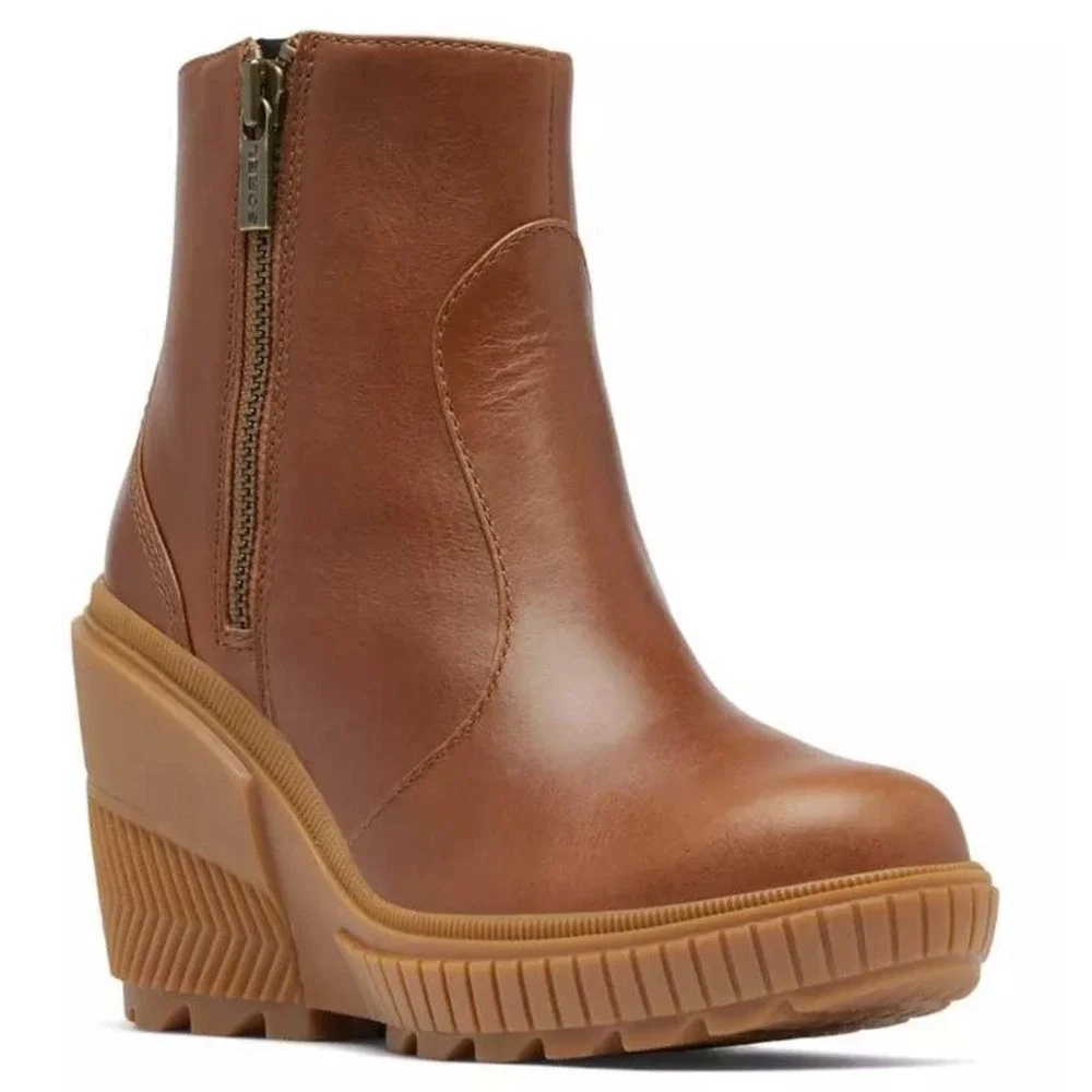 NWOB Sorel Brown‎ Ona Ave Zip Wedge Ankle Bootie